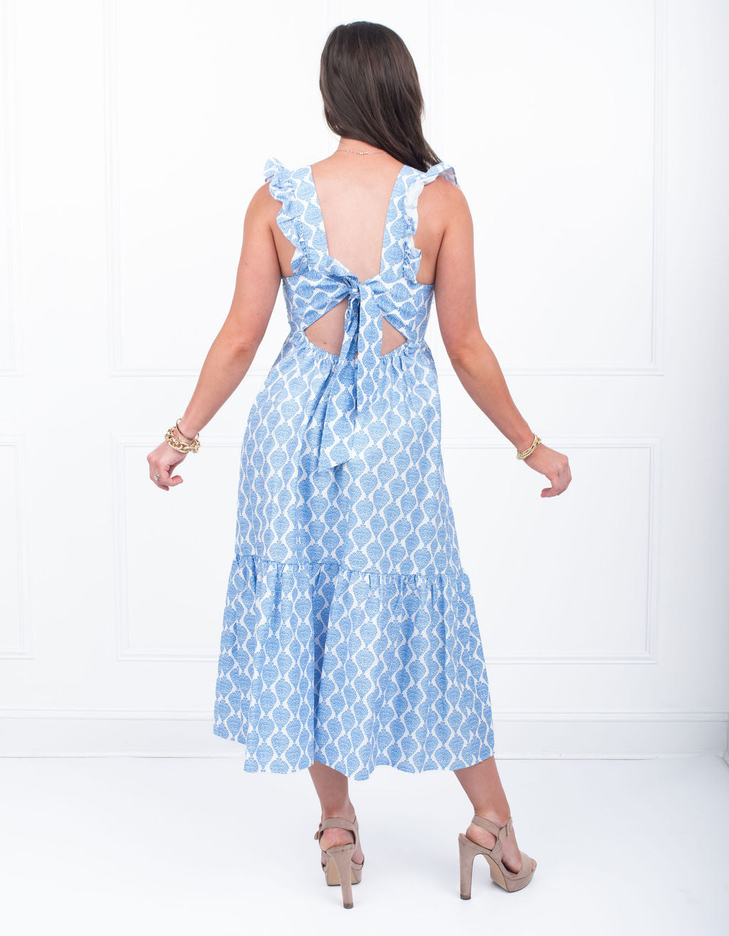 Bluebell Twirl Blue & White Dress- FINAL SALE L Bluebell Twirl Blue & White Dress- FINAL SALE L